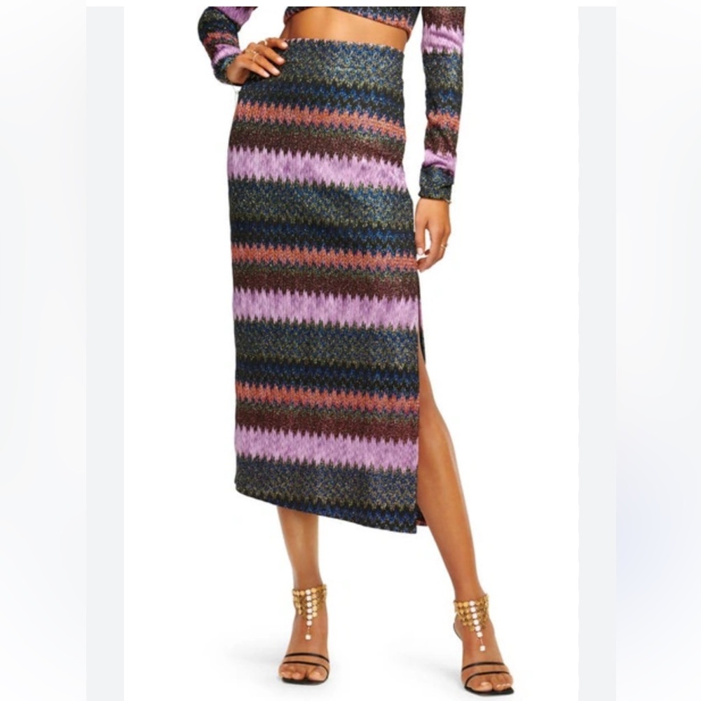 Ramy Brook Whiskey Metallic Skirt in SoHo Knit Size Large